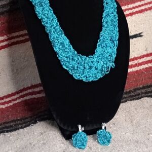 Vintage Turquoise Woven Collar Seed Bead Neckace
